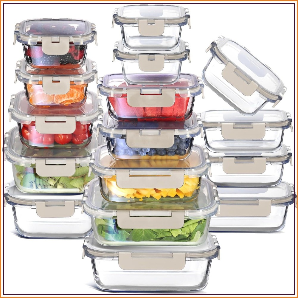 Meal Prep Food - 32pc Glass Food Storage Containers with