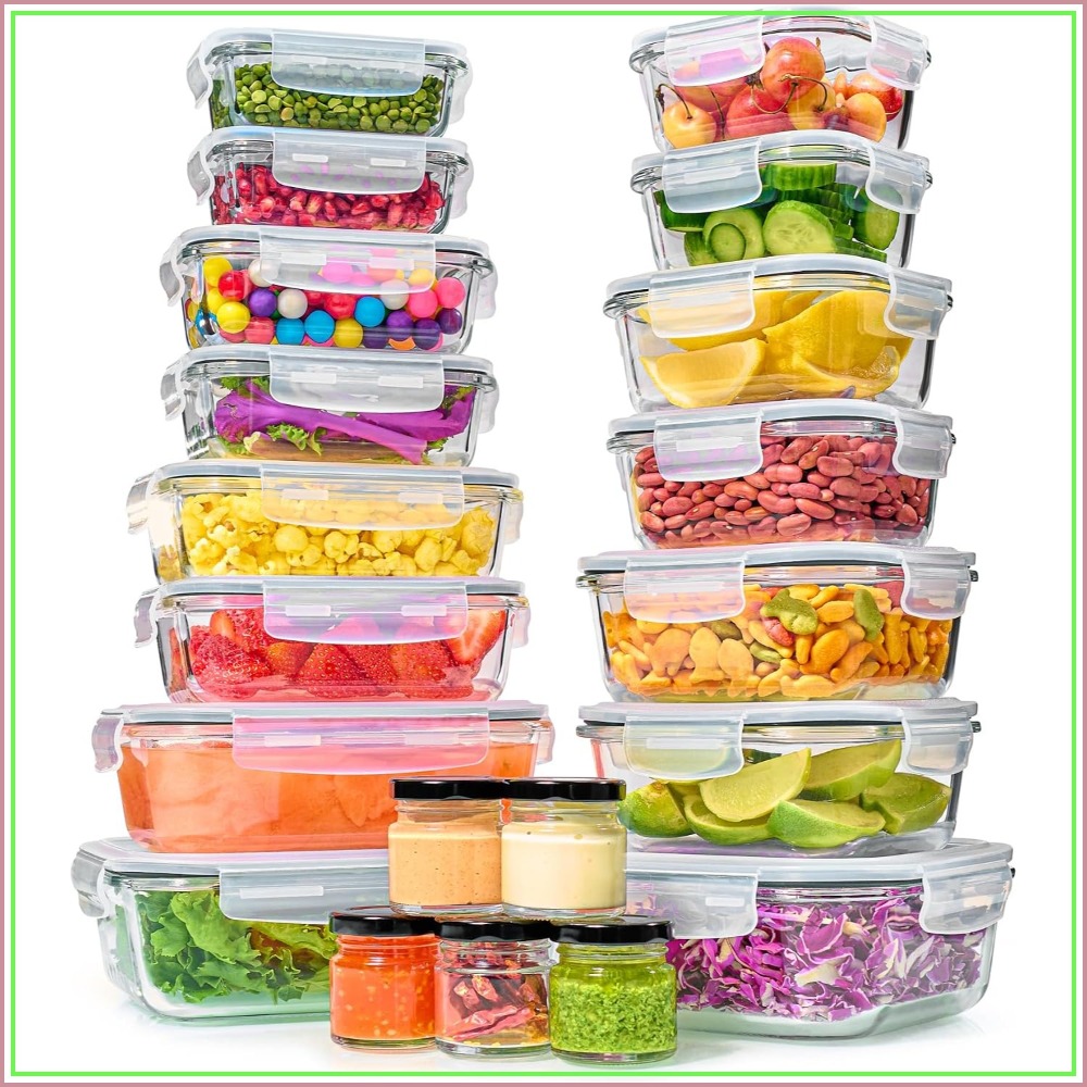 Meal Prep Food - 40-Piece Glass Food Storage Containers with