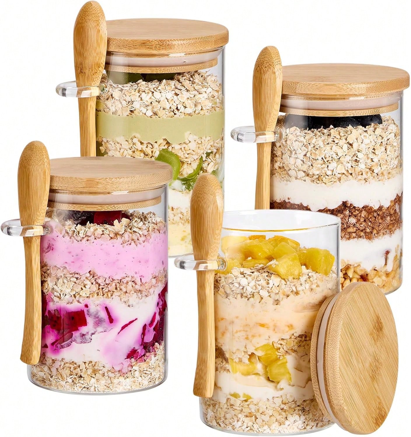 Meal Prep Chia Pudding - Overnight Oats Containers With Lids,4 Pack