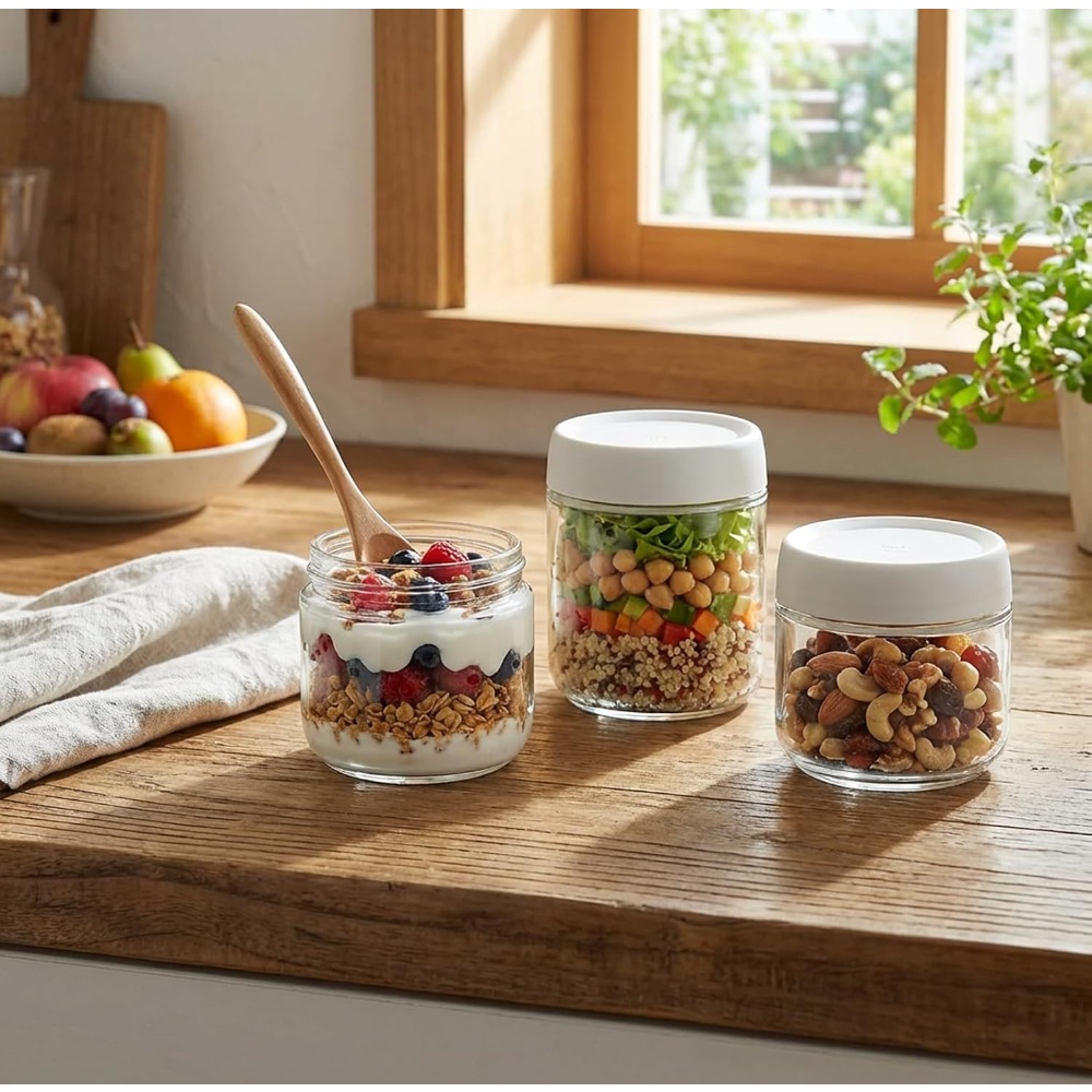 3 Pack 10oz Glass Jars with Sc - đánh giá và giá Meal Prep Food