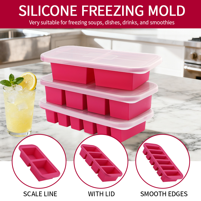 2 Or 3-Piece Silicone Freezer  - đánh giá và giá Meal Prep Chia Pudding