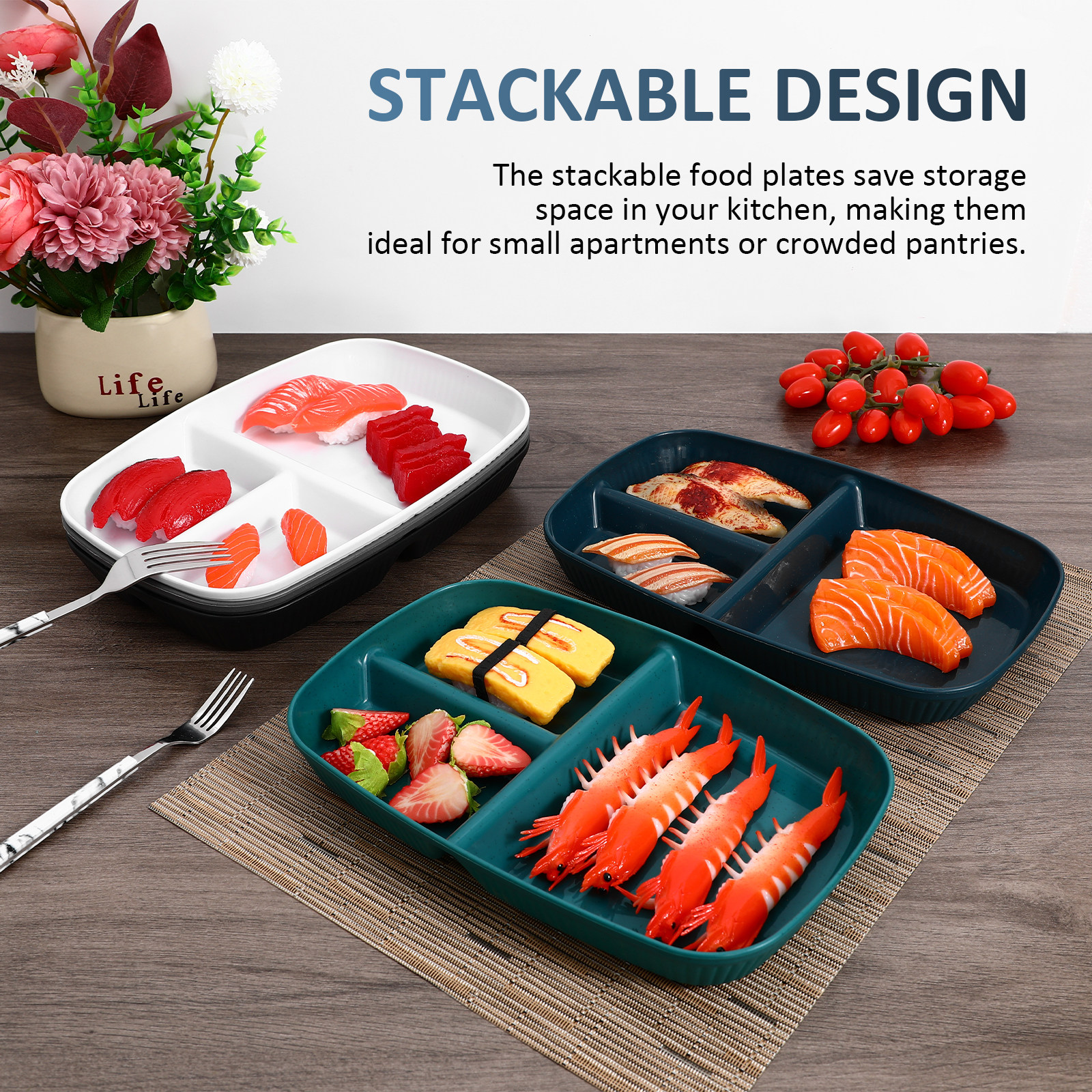 5Pcs Divided Dinner Plates Por - đánh giá và giá Meal Prep Diet