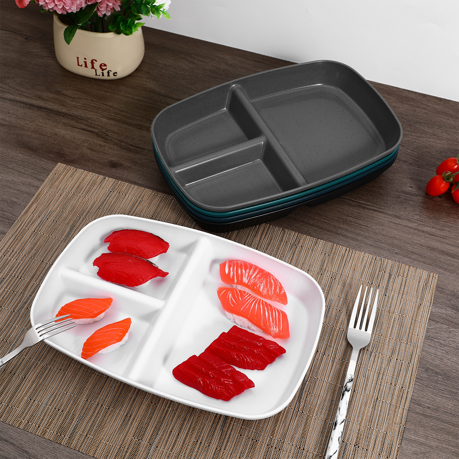 5Pcs Divided Dinner Plates Por - đánh giá và giá Meal Prep Diet