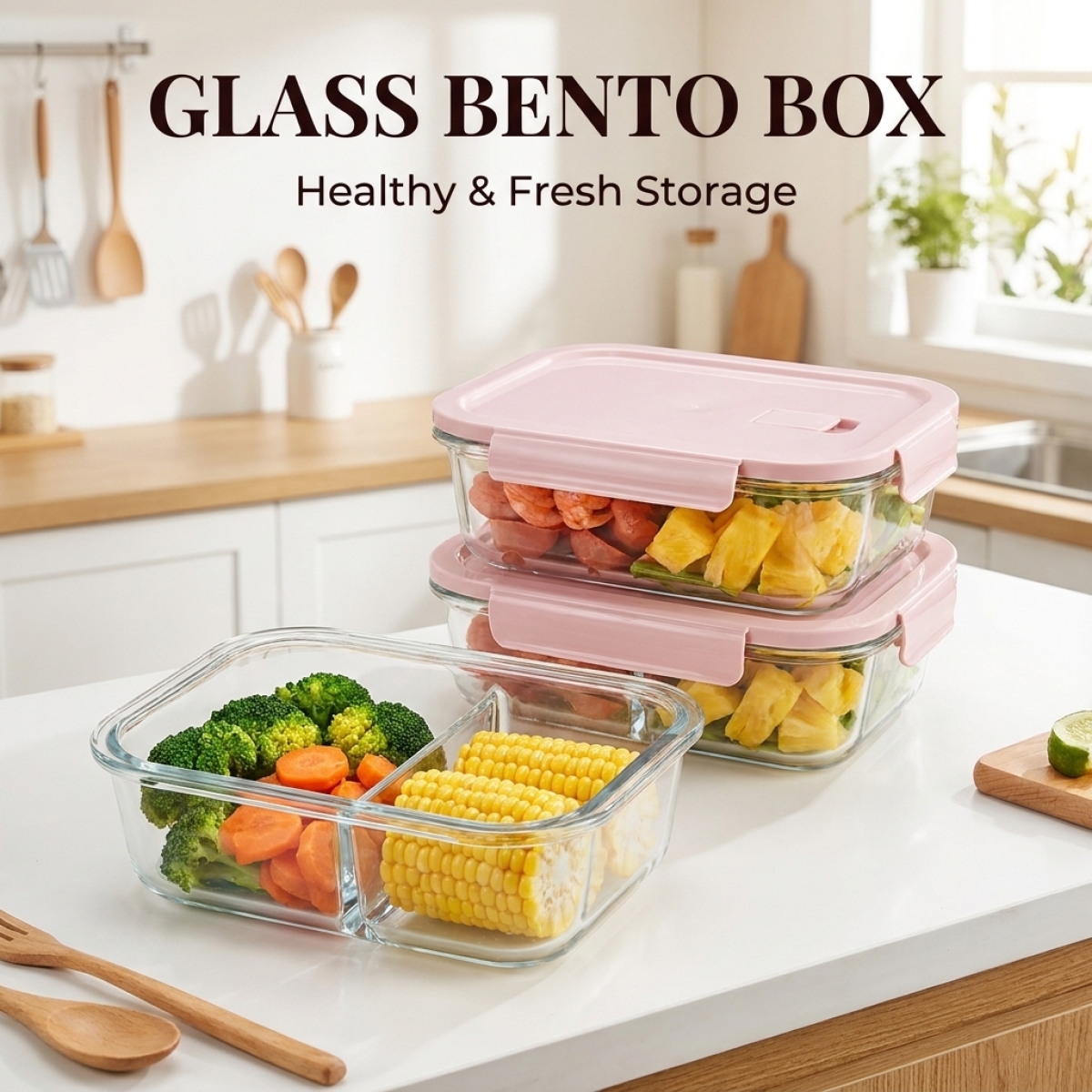 Cute Pink Glass Meal Prep Cont - đánh giá và giá Meal Prep Healthy Lunch