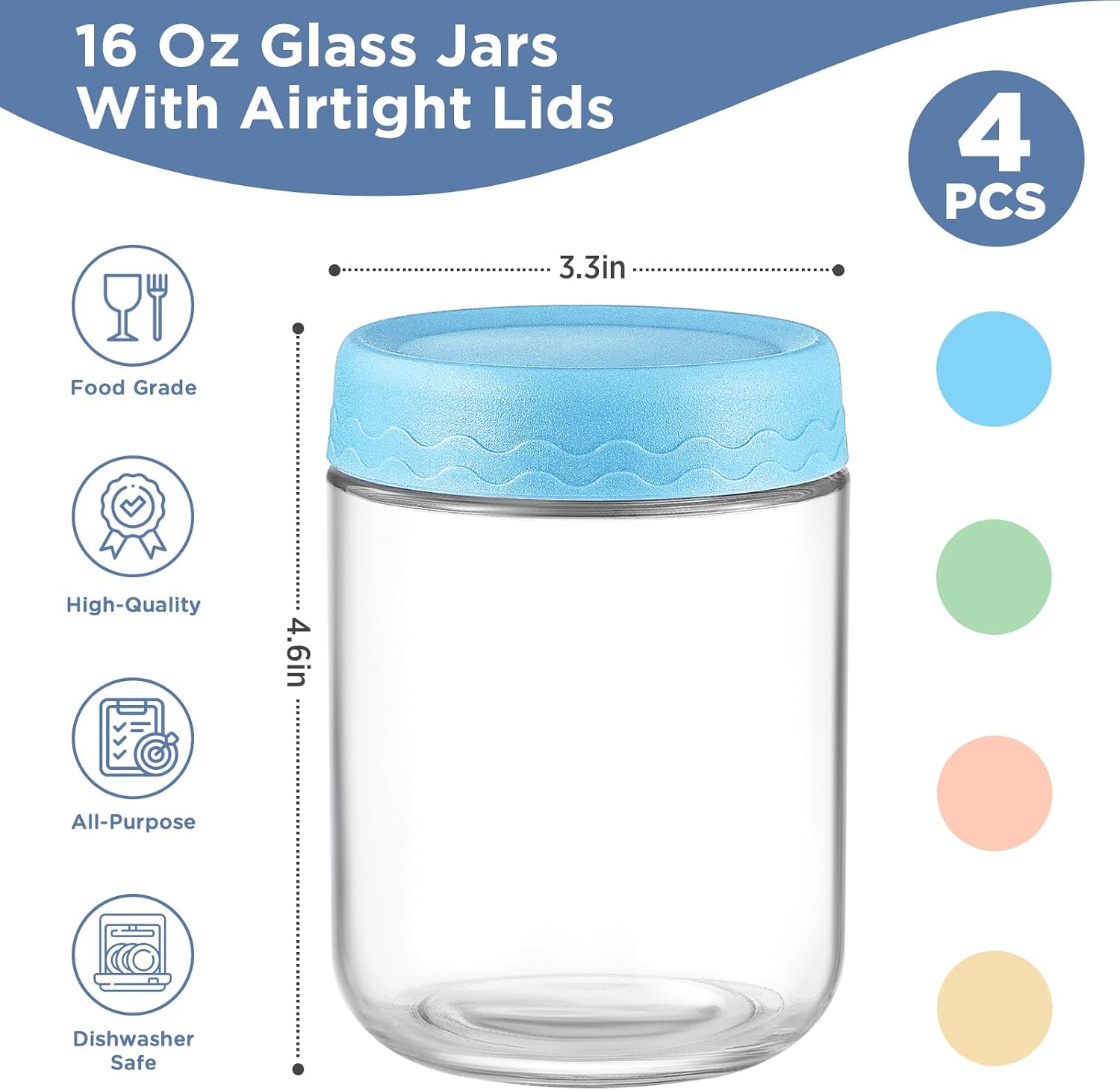 16 Oz Glass Overnight Oats Con - đánh giá và giá Meal Prep Chia Pudding