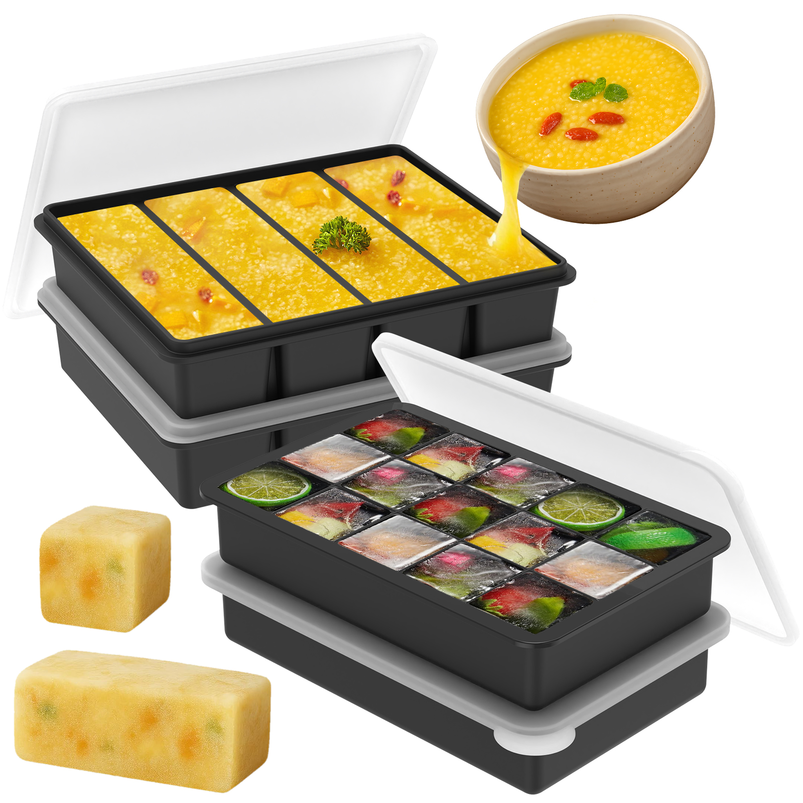 4 Pack Silicone Freezer Tray w - đánh giá và giá Meal Prep Chia Pudding
