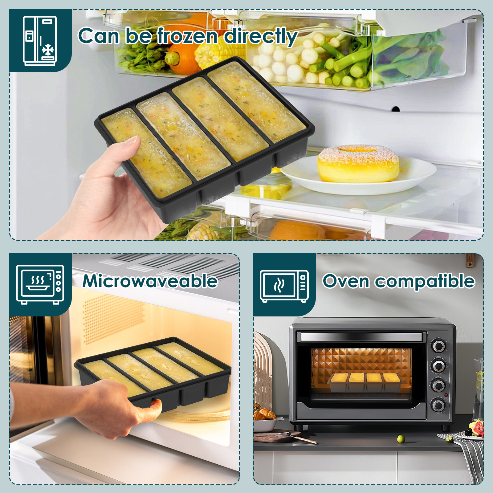4 Pack Silicone Freezer Tray w - đánh giá và giá Meal Prep Chia Pudding