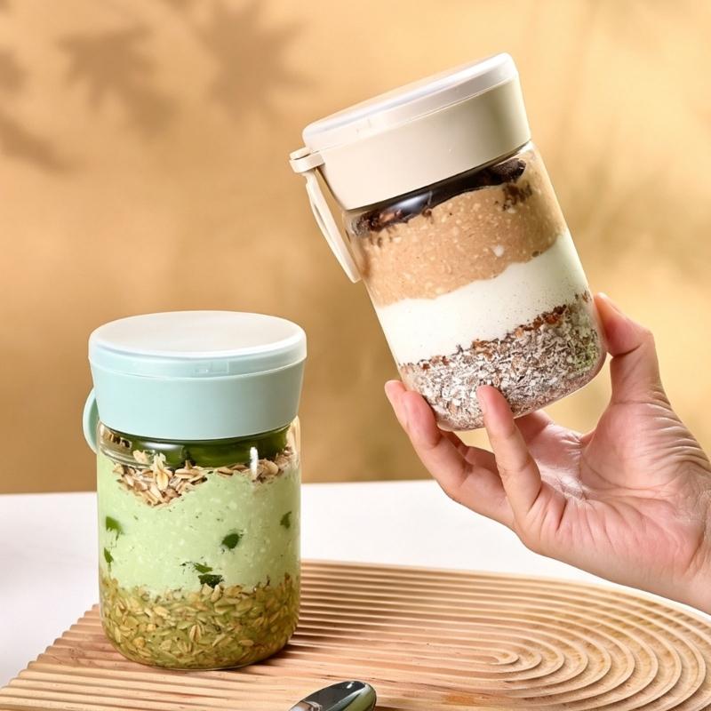 Overnight Oat Container with L - đánh giá và giá Meal Prep Oatmeal Jars