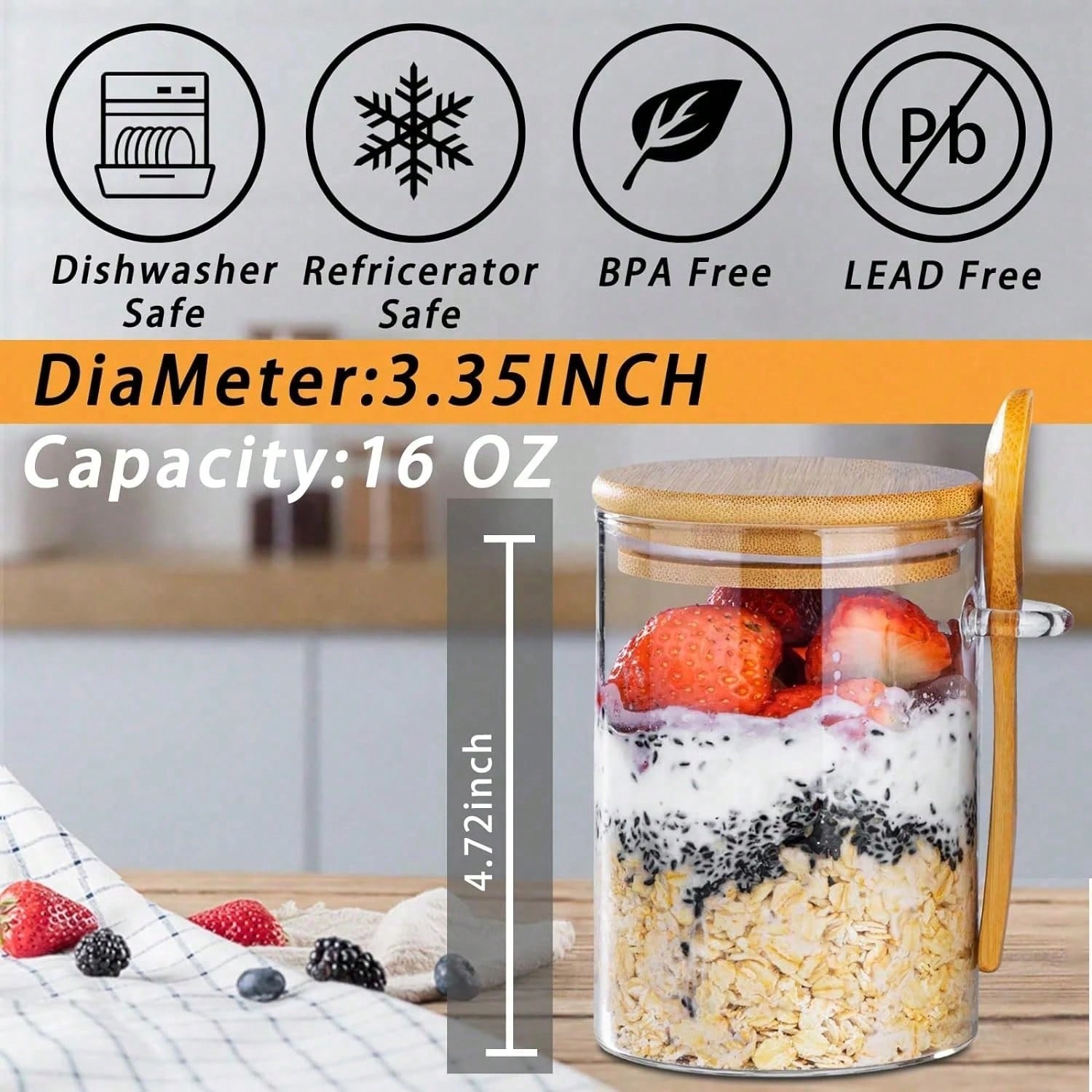 4 PCS Overnight Oats Container - đánh giá và giá Meal Prep Oatmeal Jars
