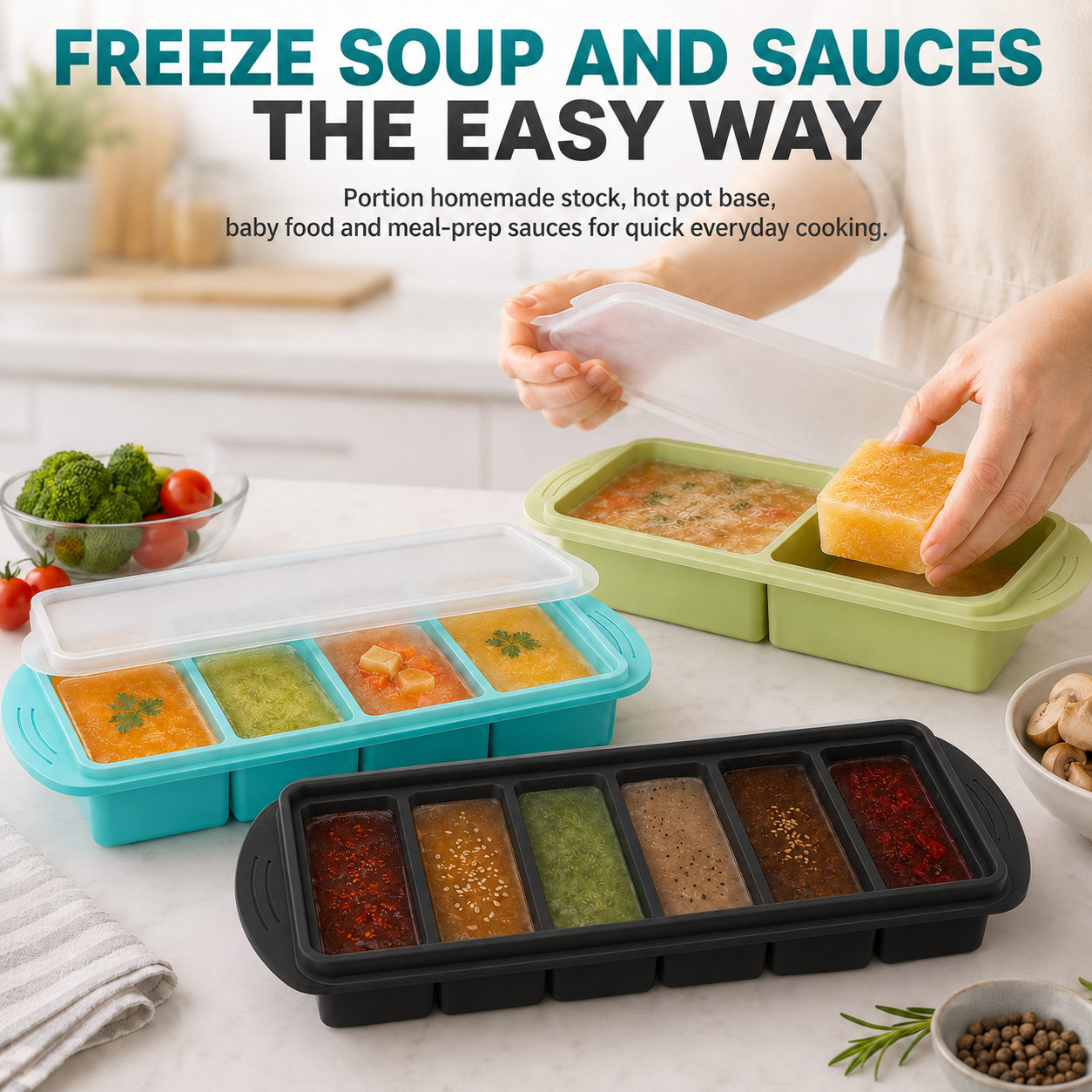 3 Pack Silicone Freezer Trays  - đánh giá và giá Meal Prep Chia Pudding