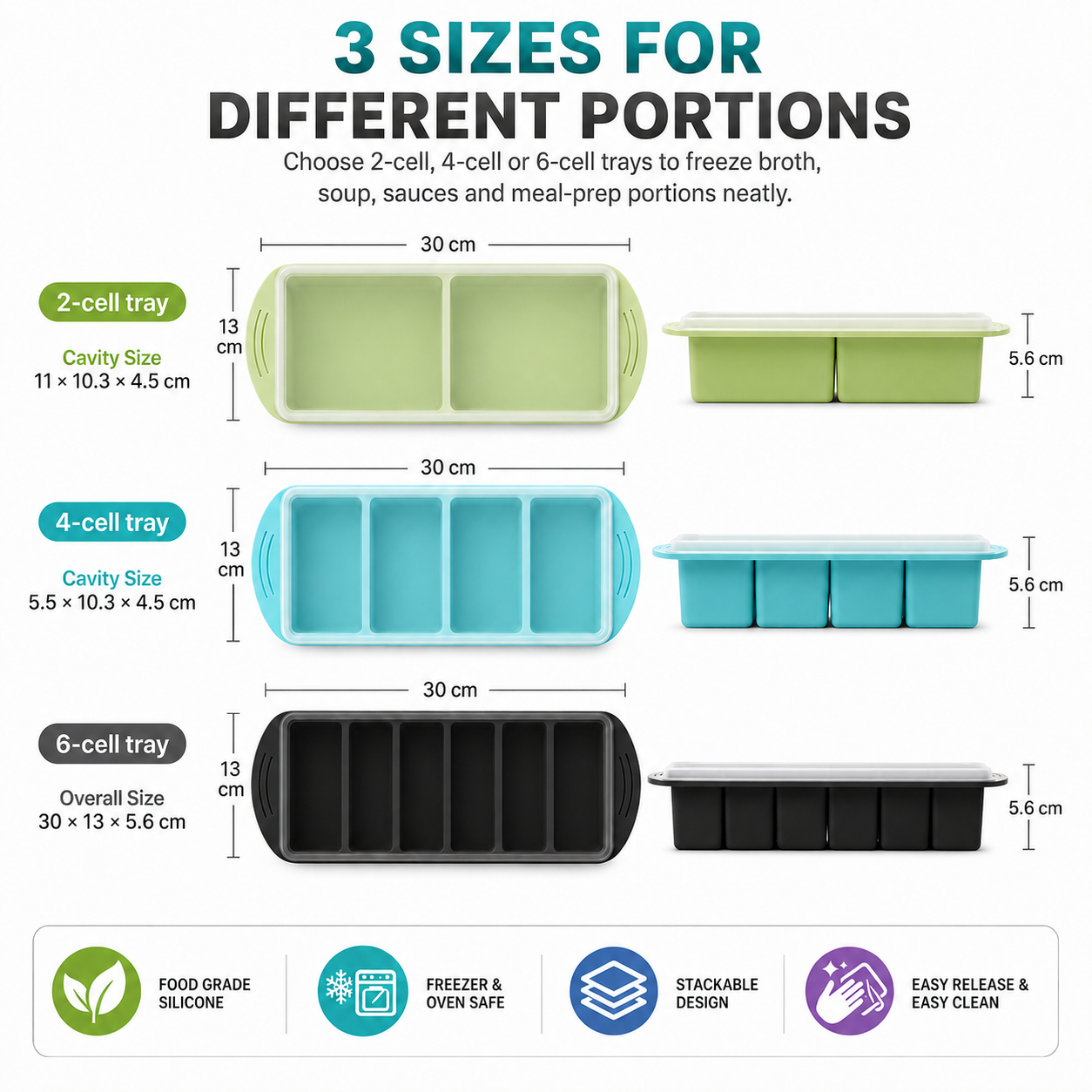 3 Pack Silicone Freezer Trays  - đánh giá và giá Meal Prep Chia Pudding