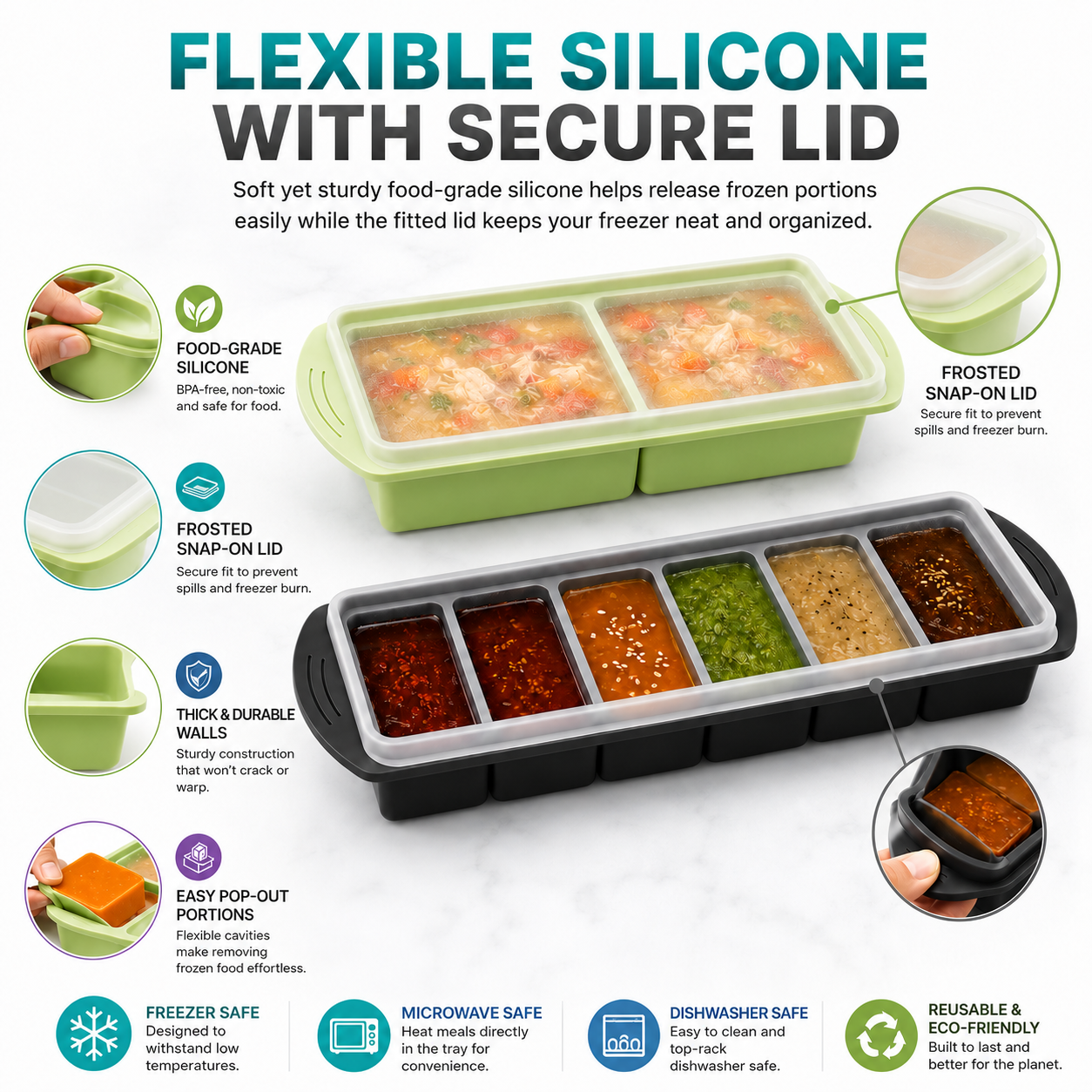 3 Pack Silicone Freezer Trays  - đánh giá và giá Meal Prep Chia Pudding