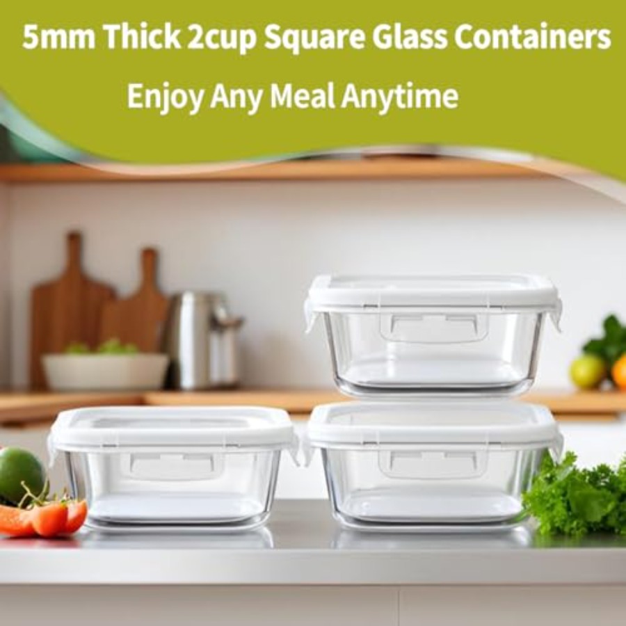 16oz Square Glass Food Storage - đánh giá và giá Meal Prep Food