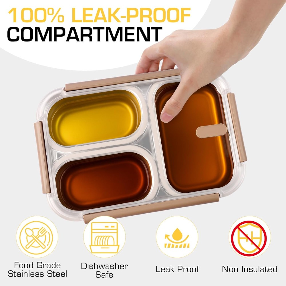 Stainless Steel Lunch Box, 3 C - đánh giá và giá Meal Prep Healthy Lunch