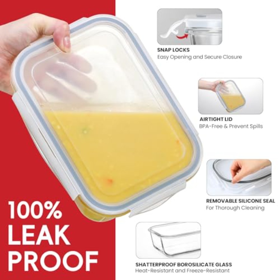 4 Pack 8 Cups/ 63oz Large Glas - đánh giá và giá Meal Prep Food