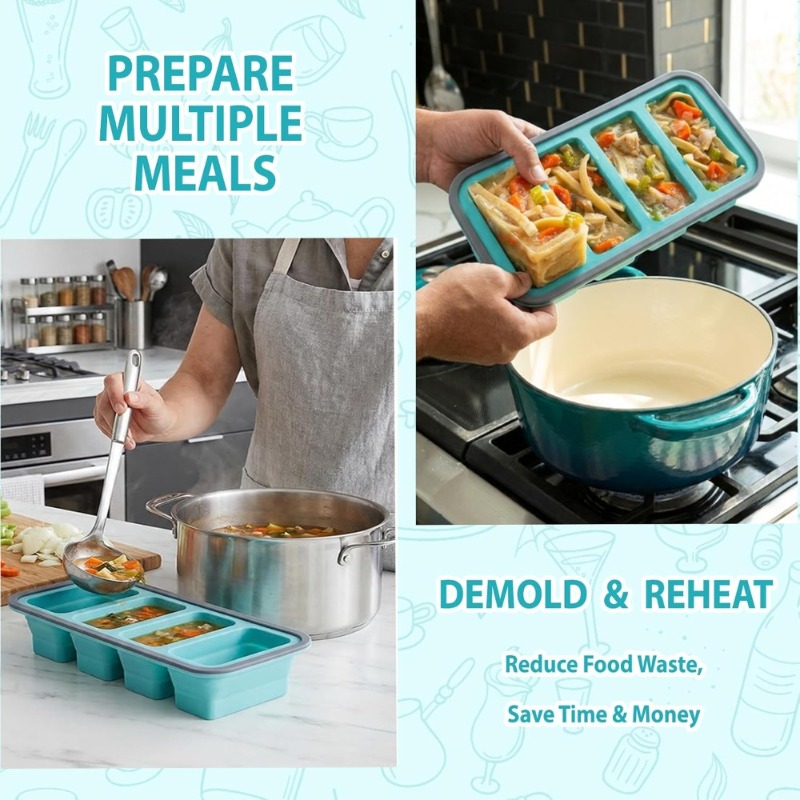 Foldable Silicone Freezer Tray - đánh giá và giá Meal Prep Chia Pudding