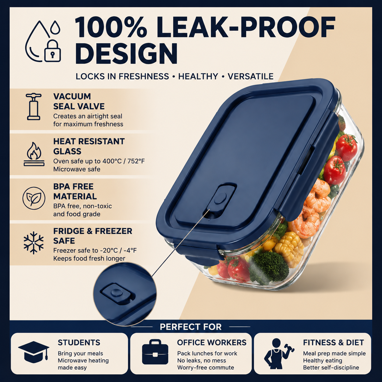 2 Pack Glass Lunch Box Borosil - đánh giá và giá Meal Prep Diet