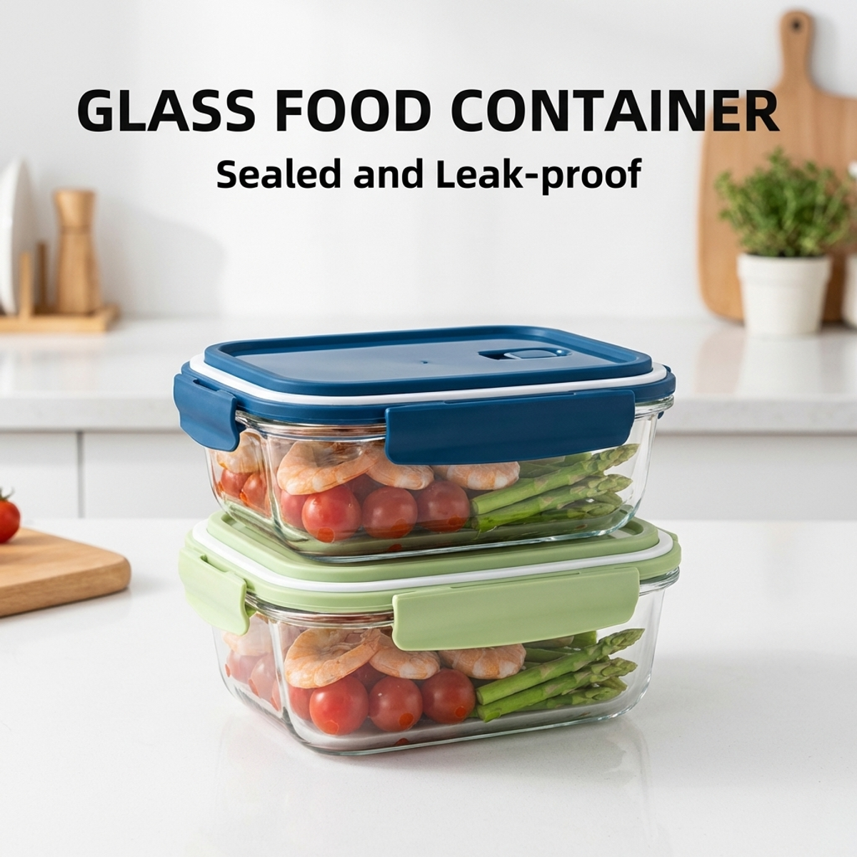 2 Pack Glass Lunch Box Borosil - đánh giá và giá Meal Prep Diet