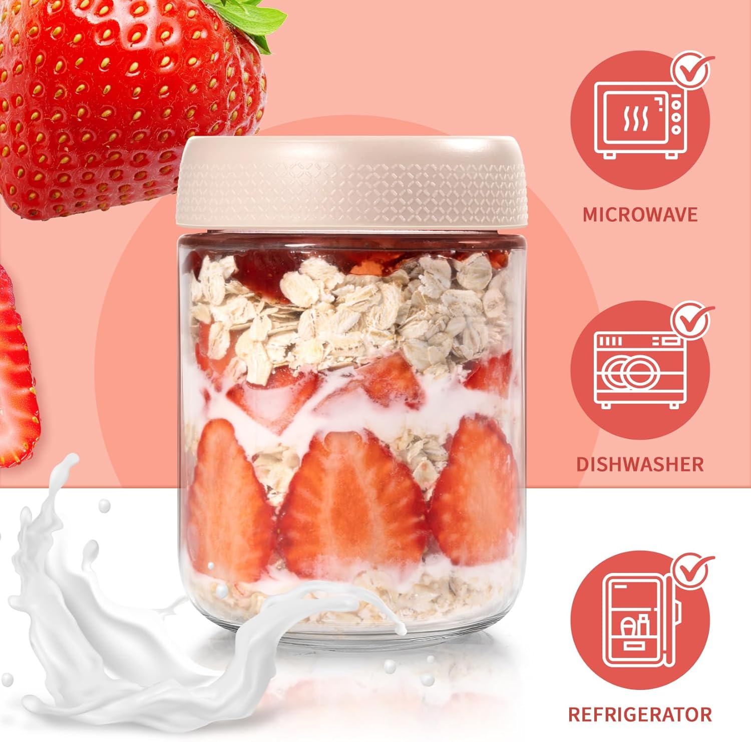 6 Pack 16oz Overnight Oats Con - đánh giá và giá Meal Prep Chia Pudding