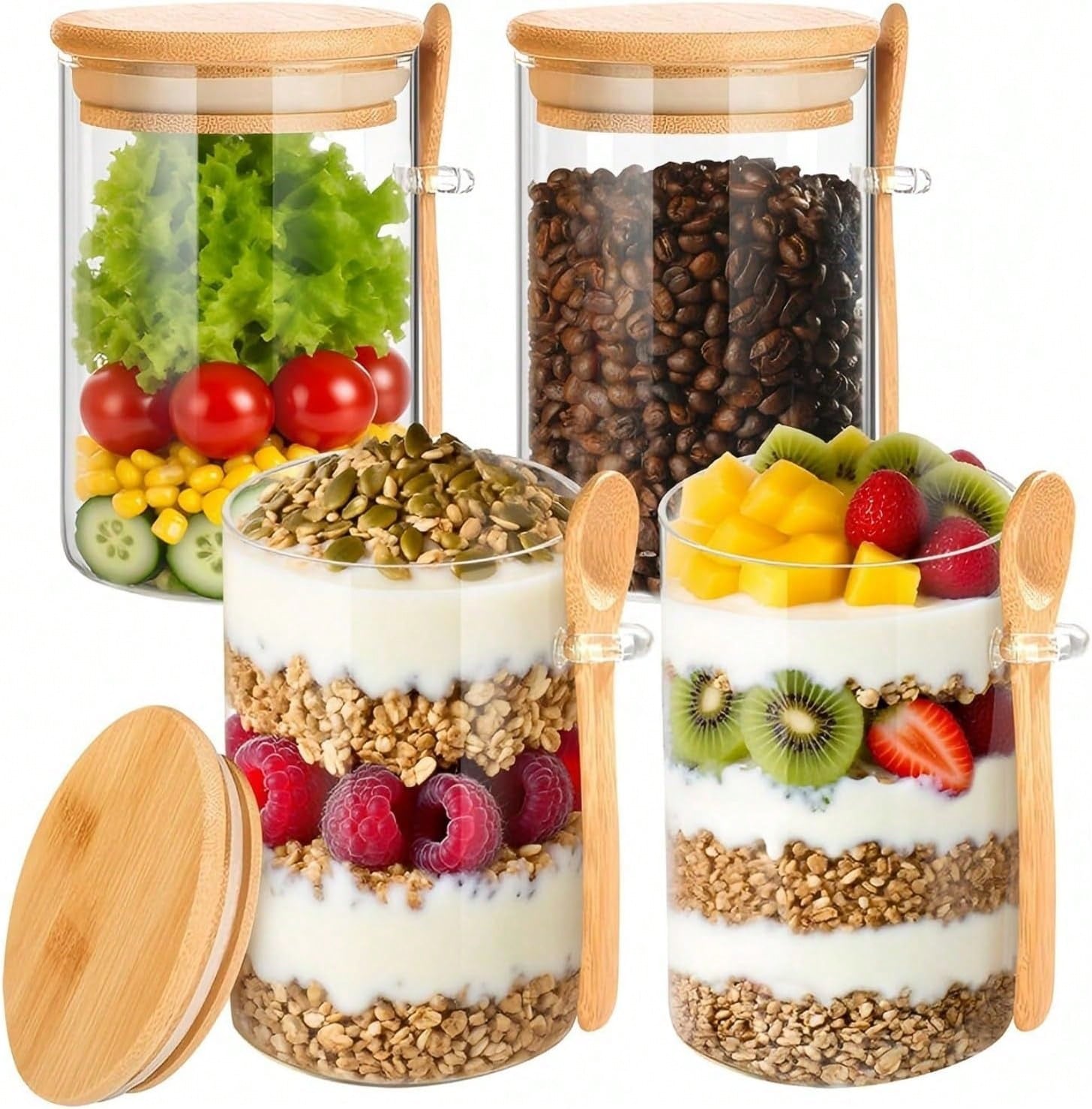 4 Pack Overnight Oats Containe - đánh giá và giá Meal Prep Chia Pudding
