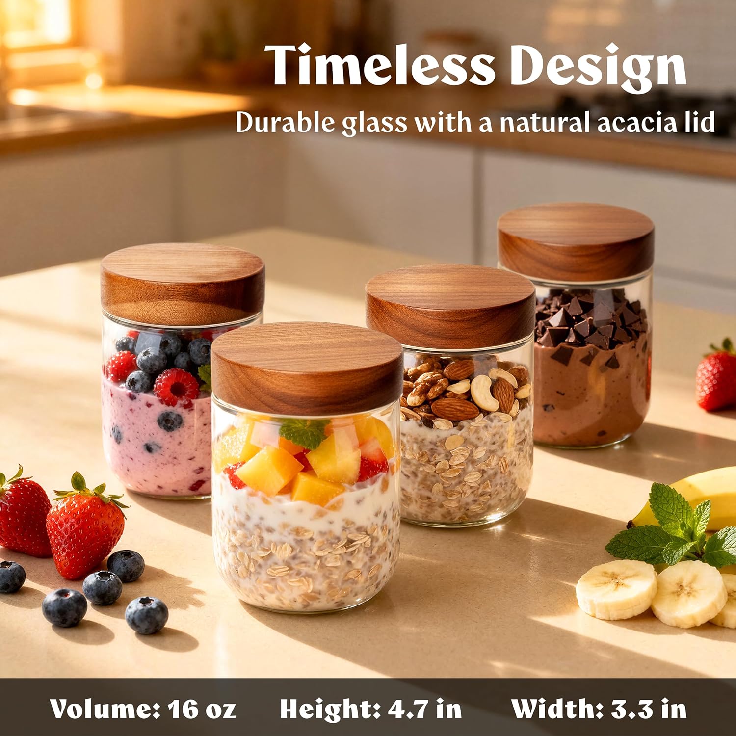 Overnight Oats Containers with - đánh giá và giá Meal Prep Oatmeal Jars