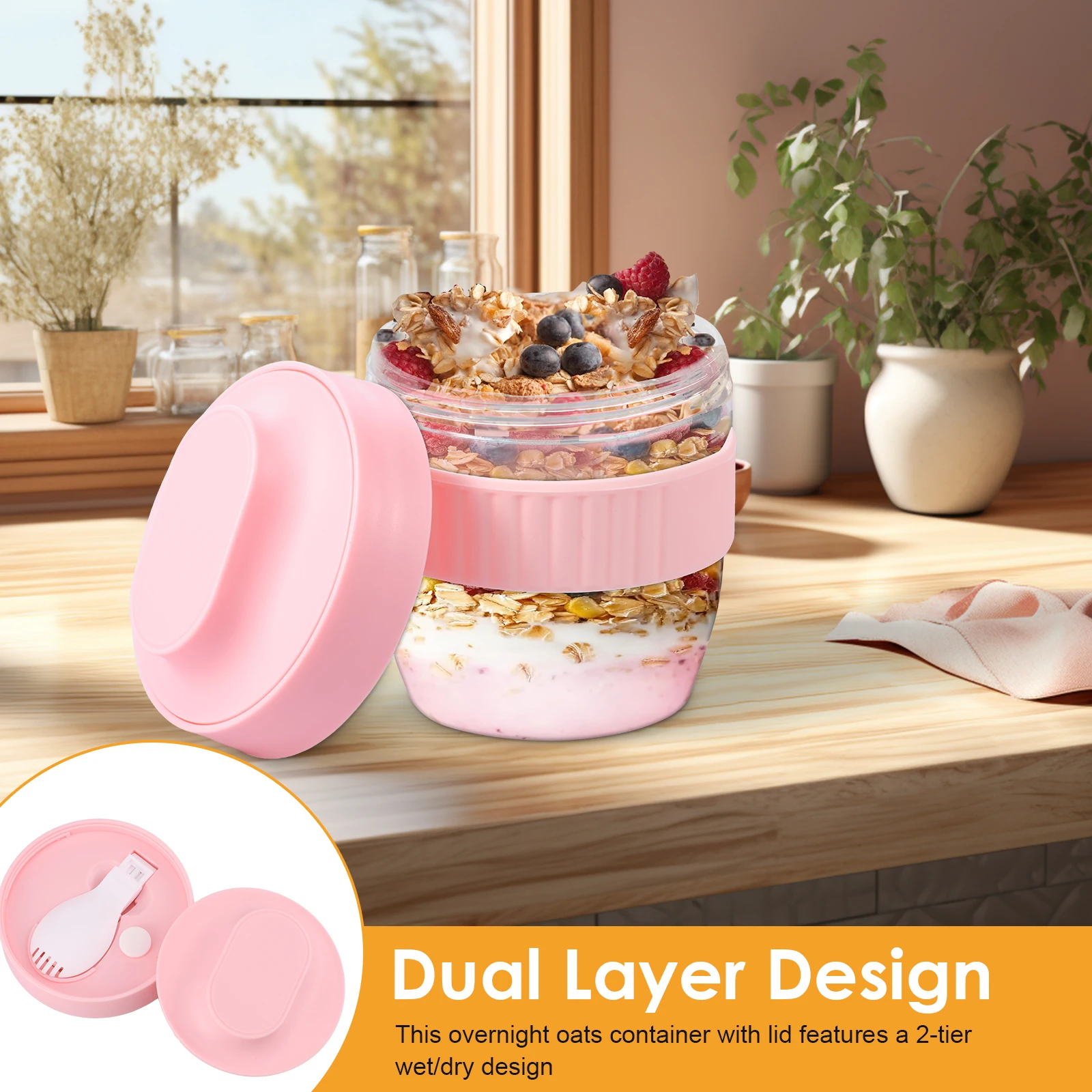 Double Layer Overnight Oats Co - đánh giá và giá Meal Prep Oatmeal Jars