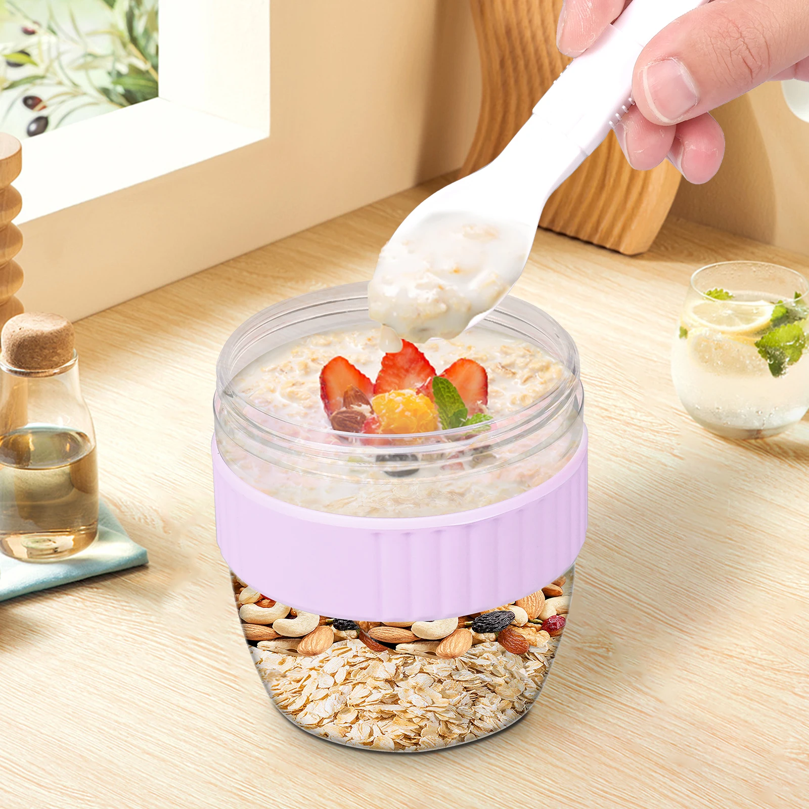 Double Layer Overnight Oats Co - đánh giá và giá Meal Prep Oatmeal Jars